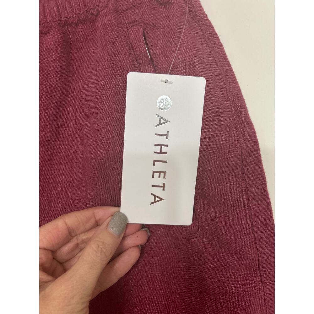Athleta Retreat Linen Jogger Pants Coffeeberry 6 NWT Resort Vacation Summer - Picture 10 of 15